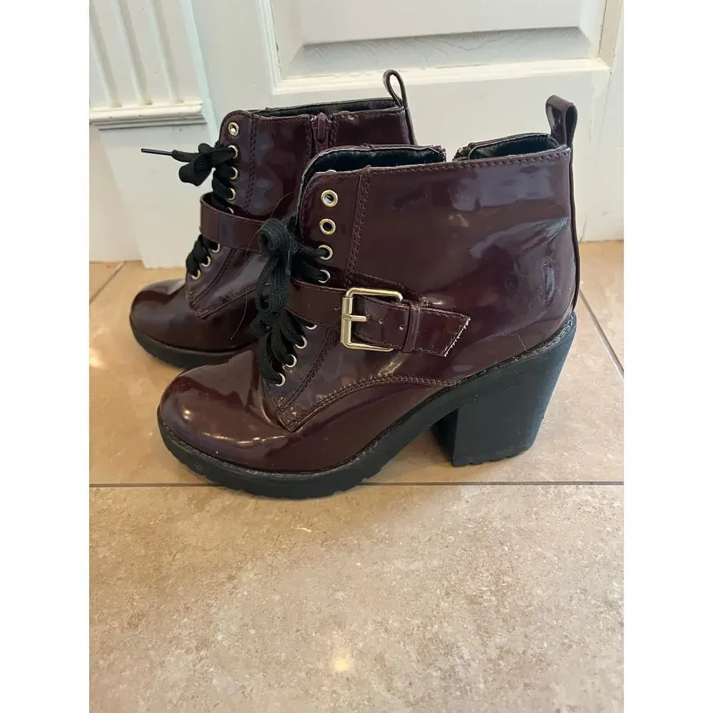 Mudd Whimsigoth Chunky Platform Patent Leather Boots Women 8.5 Y2K Grunge Witch